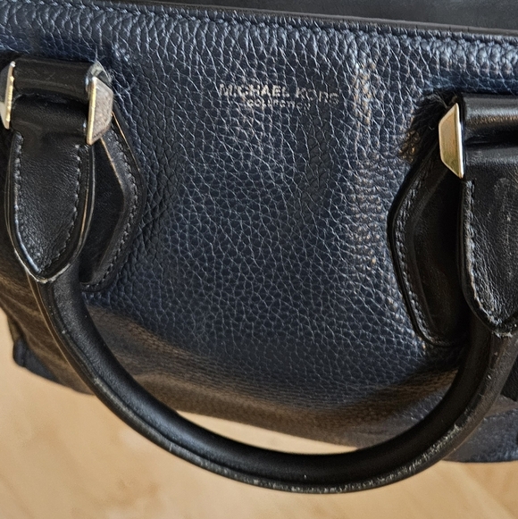 Michael Kors Navy Blue Pebbled Leather Handbag Tote Crossbody Made In Italy - Picture 4 of 13